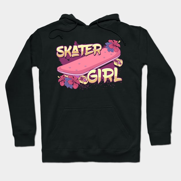 Skater Girl Skateboard Hoodie by KAWAIITEE